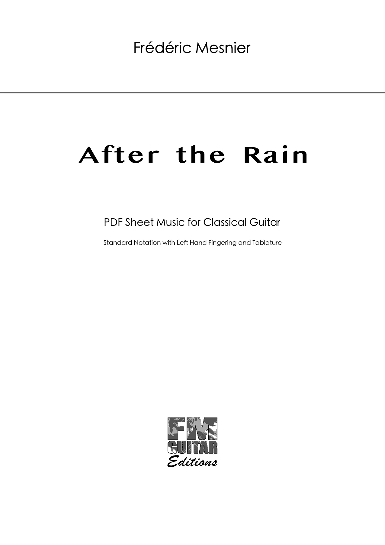 After the Rain - Sheet Music Cover After The Rain
