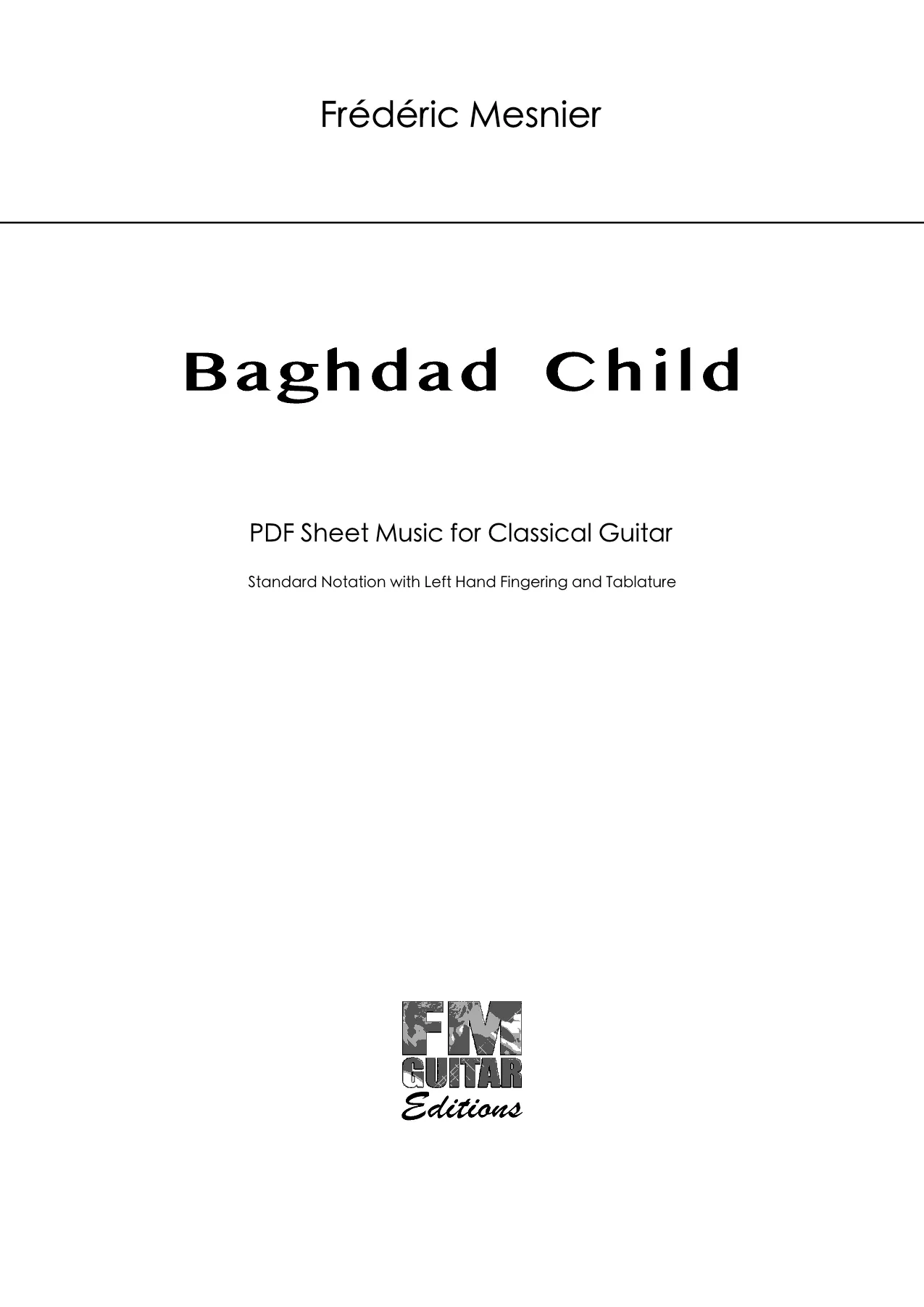 Baghdad Child - Sheet Music Cover Baghdad Child