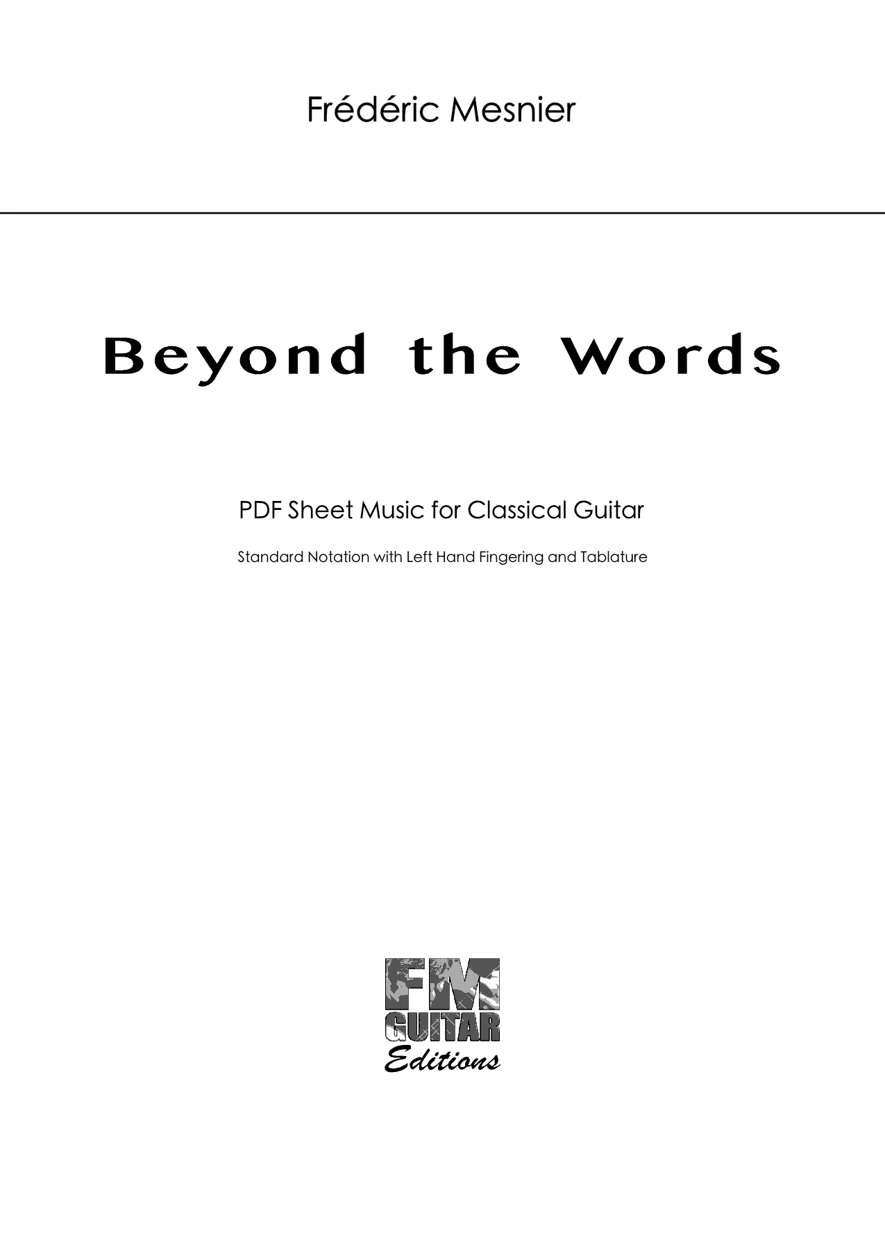 Beyond the Words - Sheet Music Cover Beyond The Words