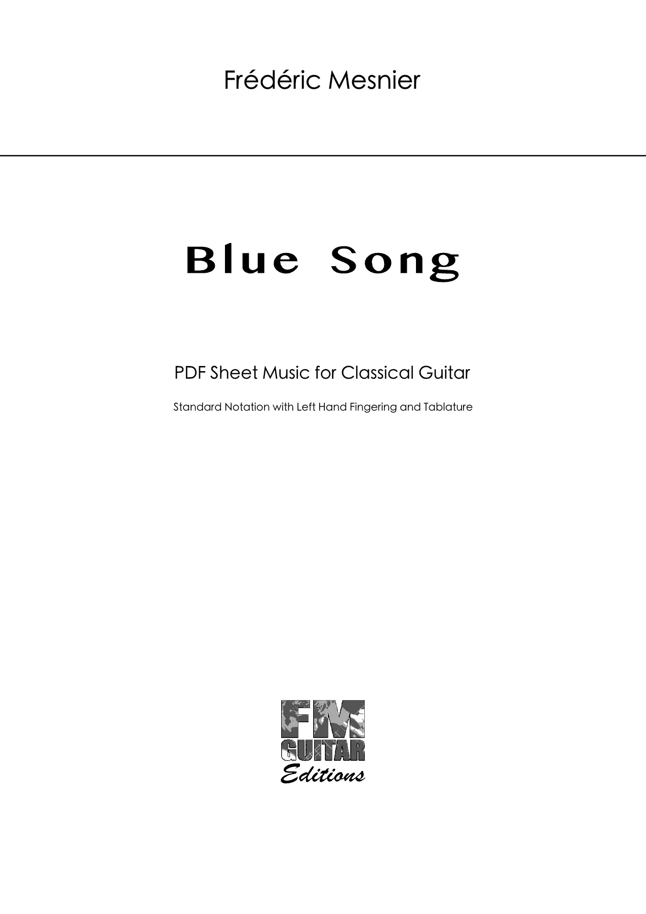 Blue Song - Sheet Music Cover Blue Song