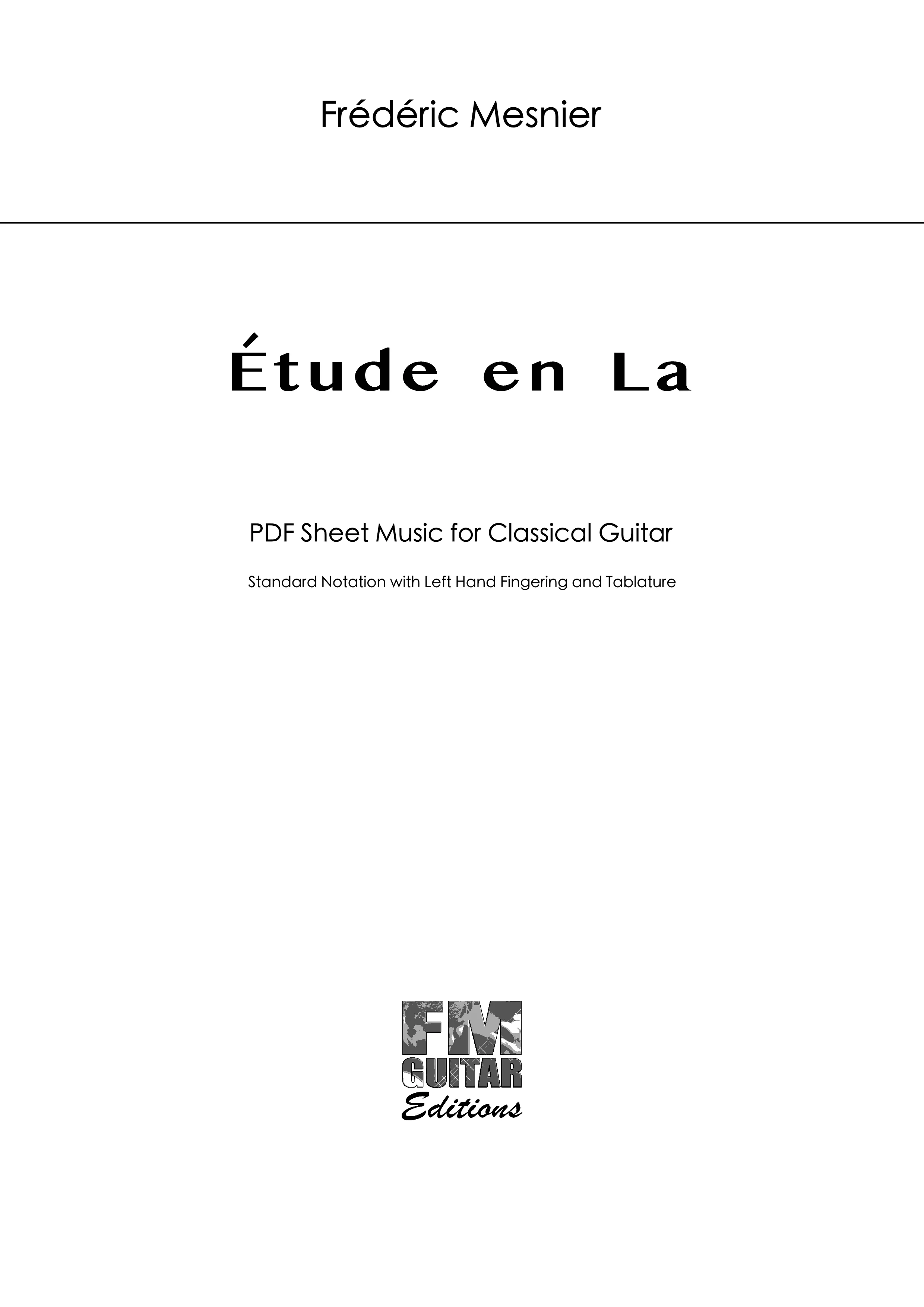 Étude en La - Sheet Music Cover Etude En La
