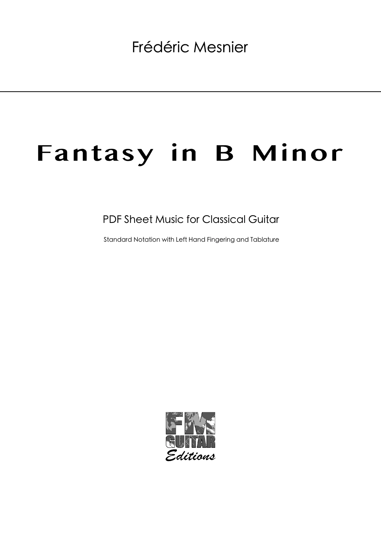 Fantasy in B Minor - Sheet Music Cover Fantasy In B Minor