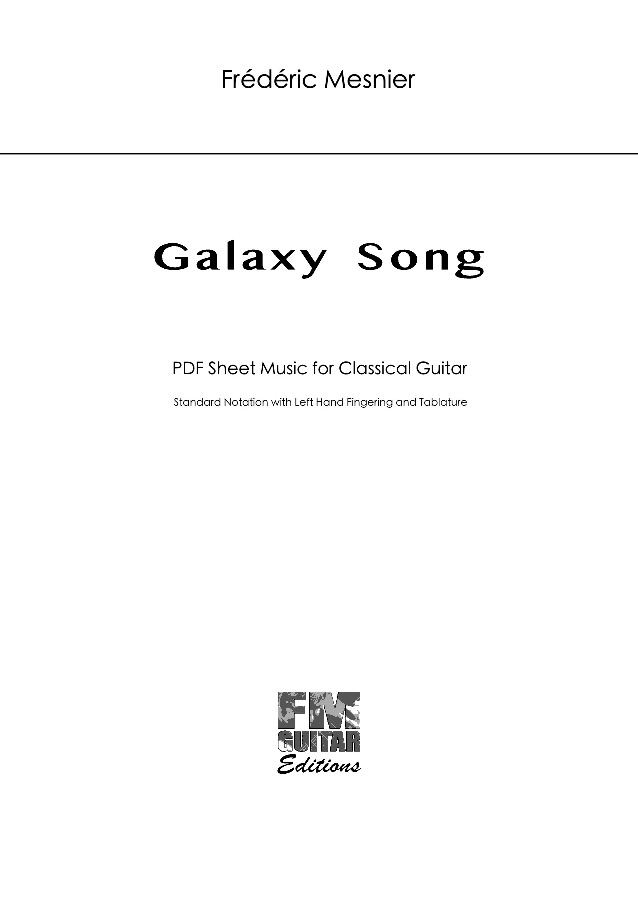 Galaxy Song - Sheet Music Cover Galaxy Song