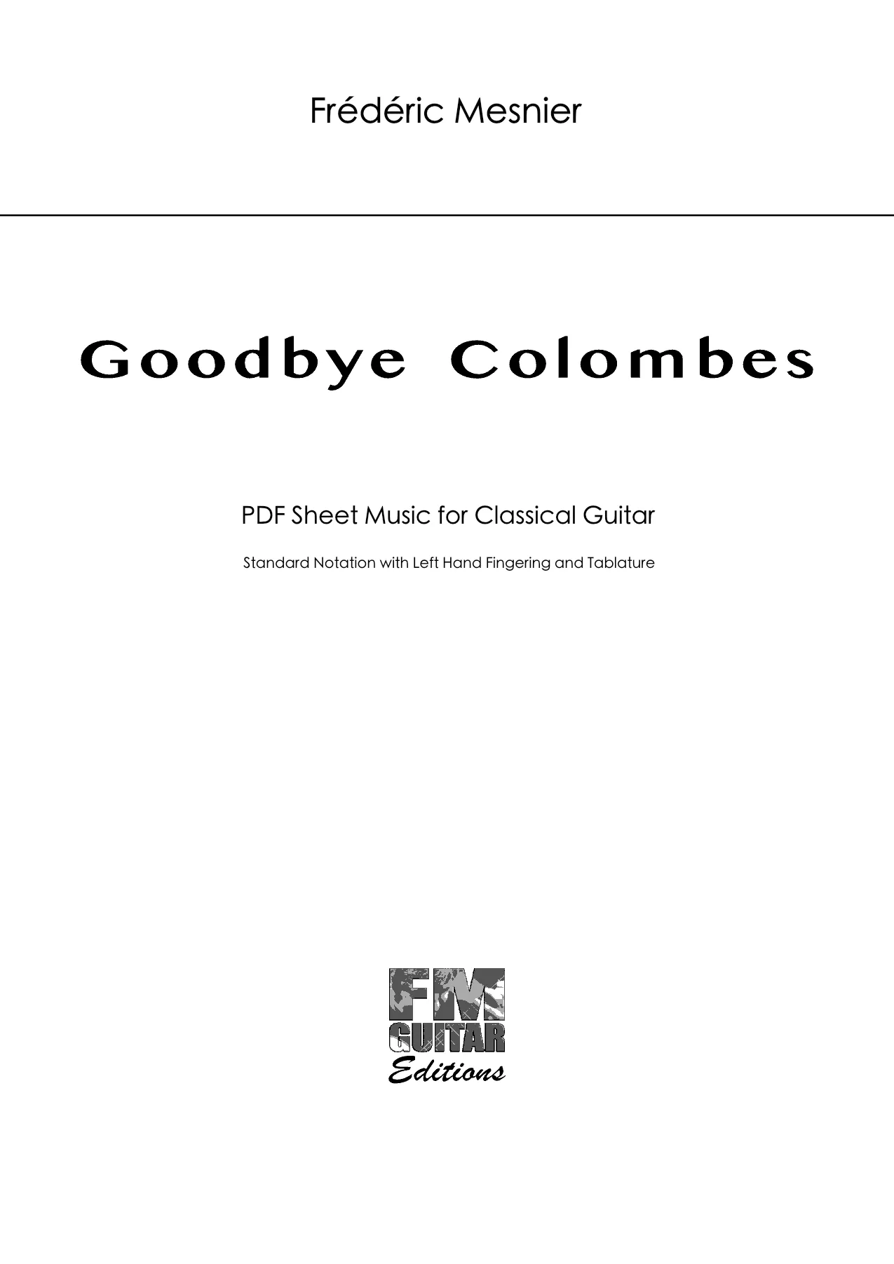 Goodbye Colombes - Sheet Music Cover Goodbye Colombes
