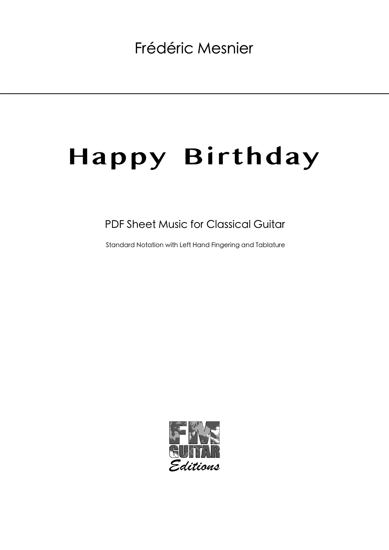 Happy Birthday - Sheet Music Cover Happy Birthday