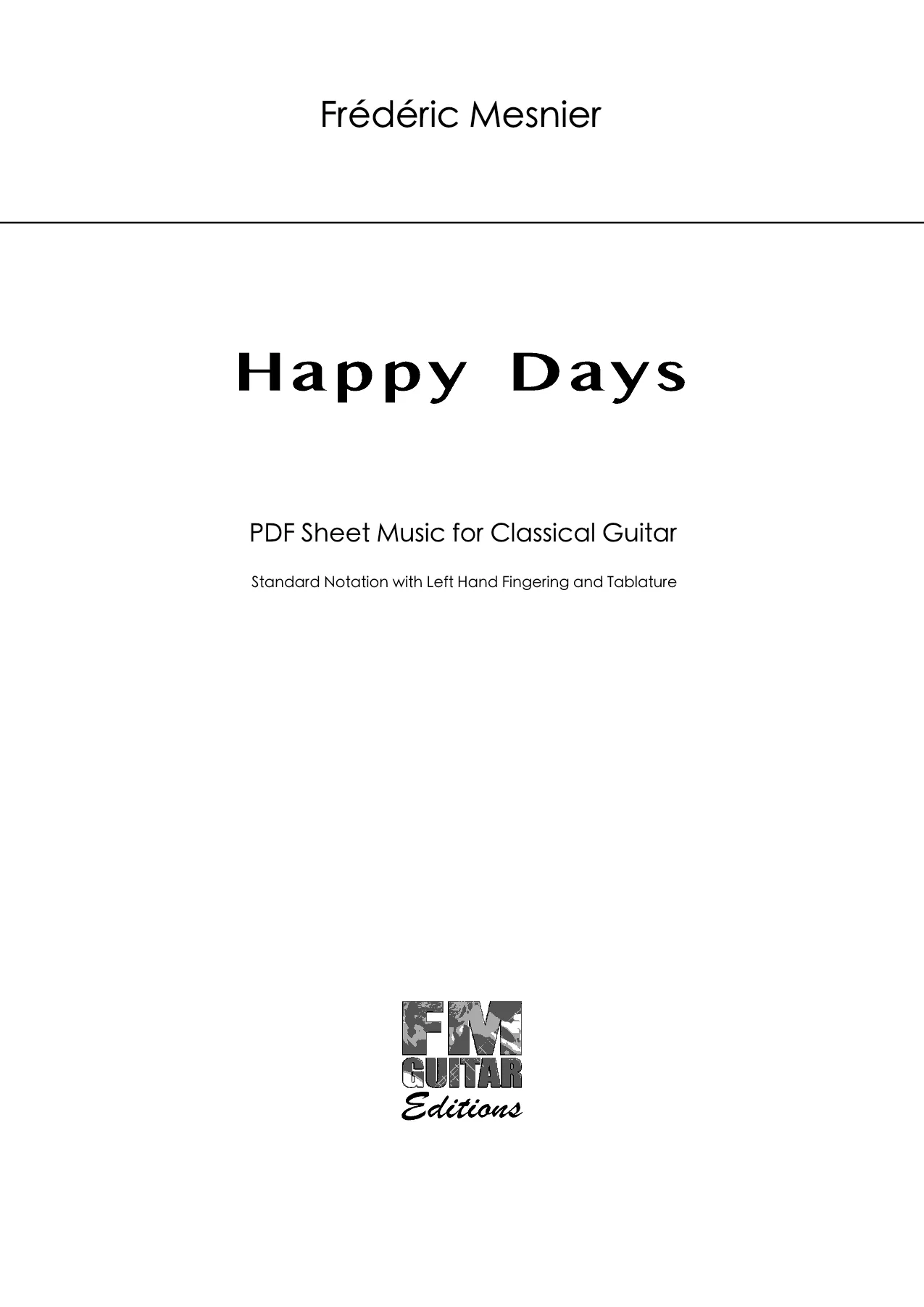 Happy Days - Sheet Music Cover Happy Days