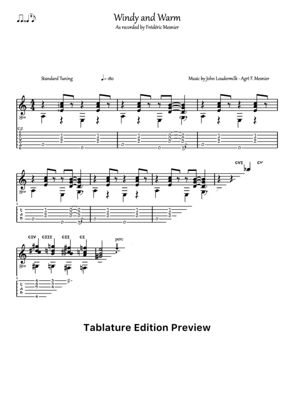 Windy And Warm TabScore