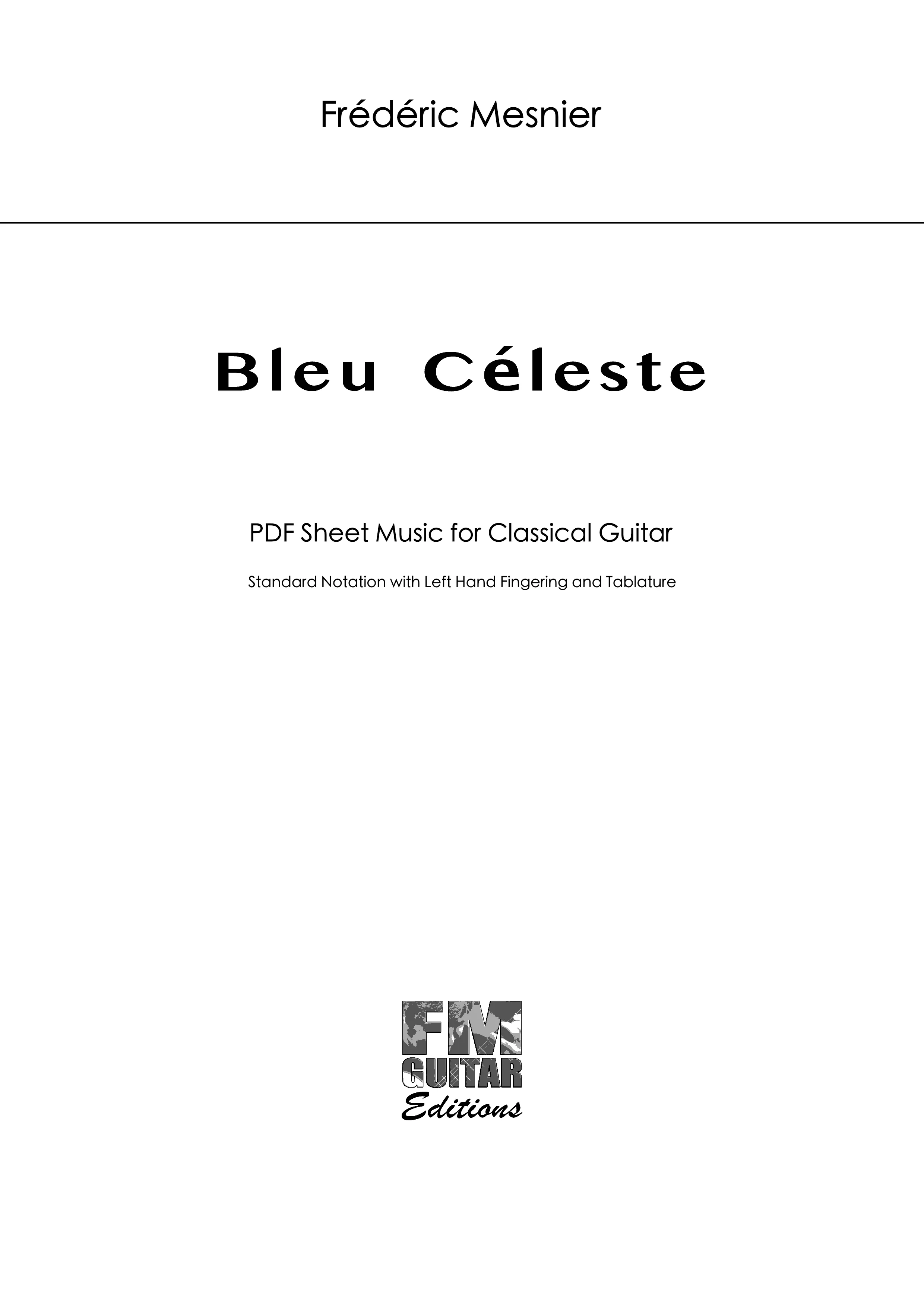 Bleu Céleste - Sheet Music Cover Bleu Celeste