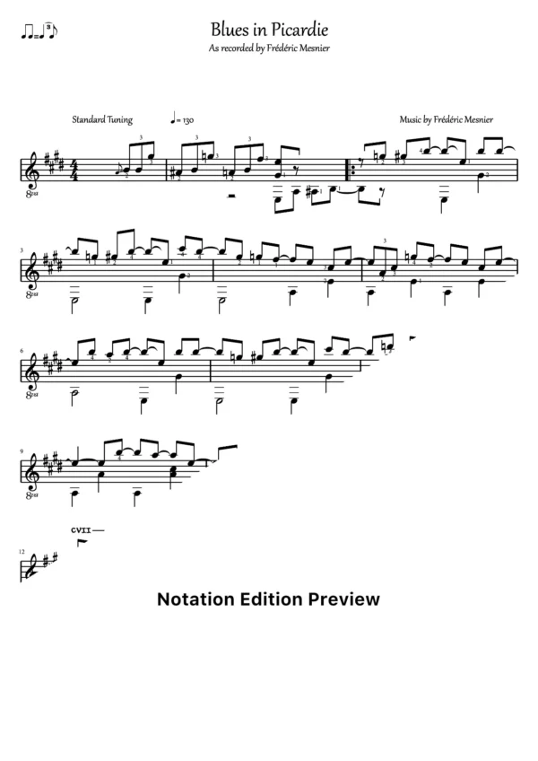 Blues In Picardie Score