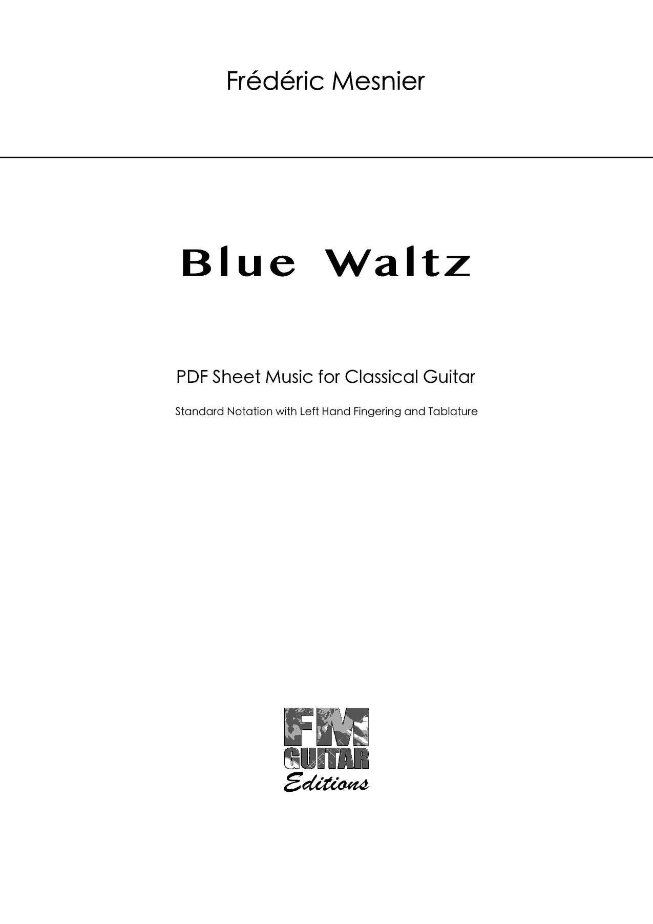 Blue Waltz - Sheet Music Cover Blue Waltz