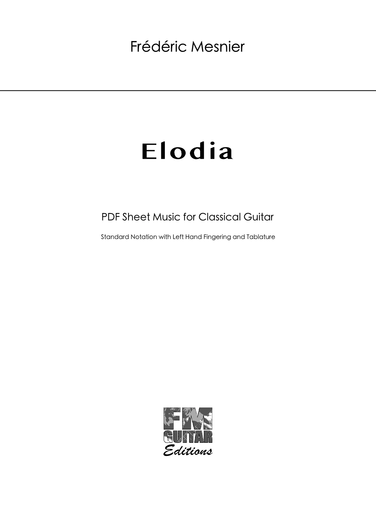 Elodia - Sheet Music Cover Elodia