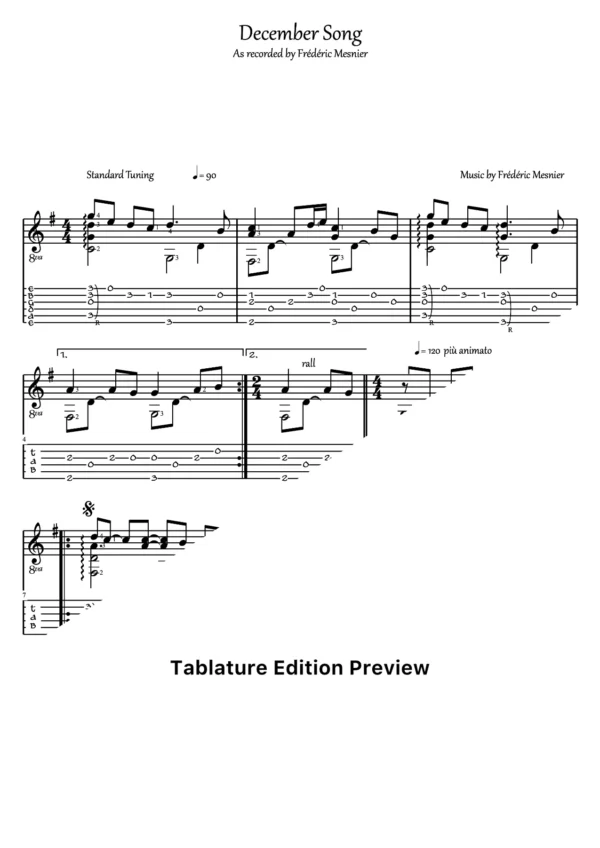 December Song Tab