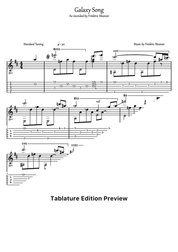 Galaxy Song Tab