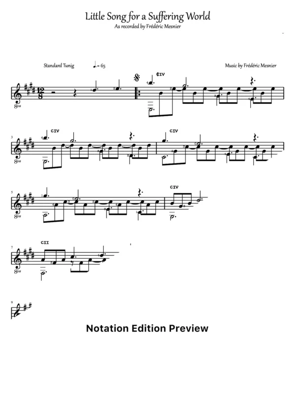 Little Song For A Suffering World Score