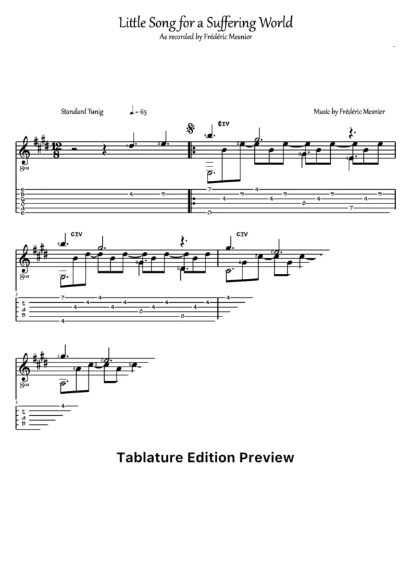 Little Song For A Suffering World Tab