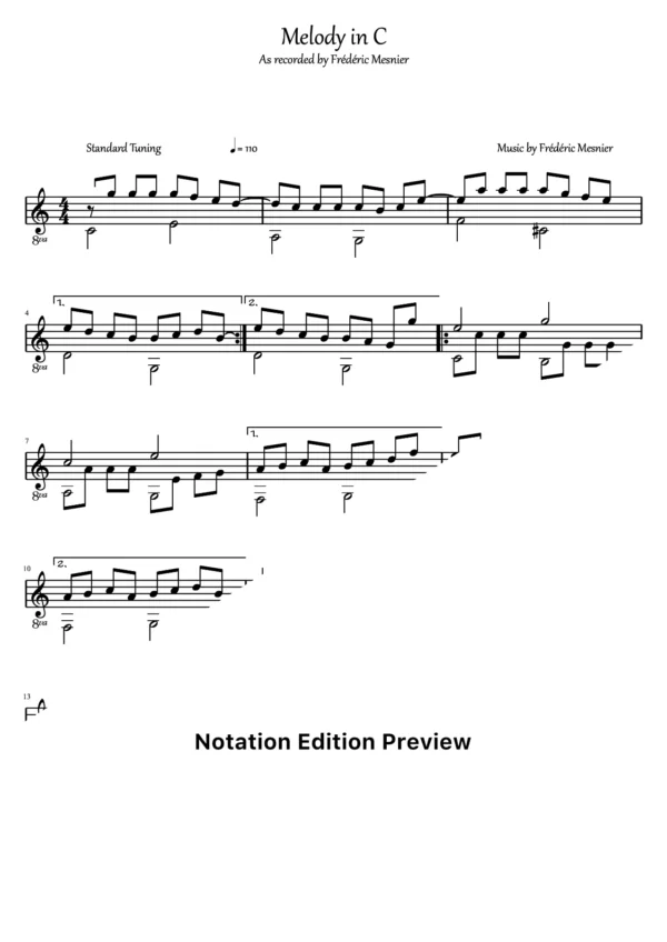 Melody In C Score