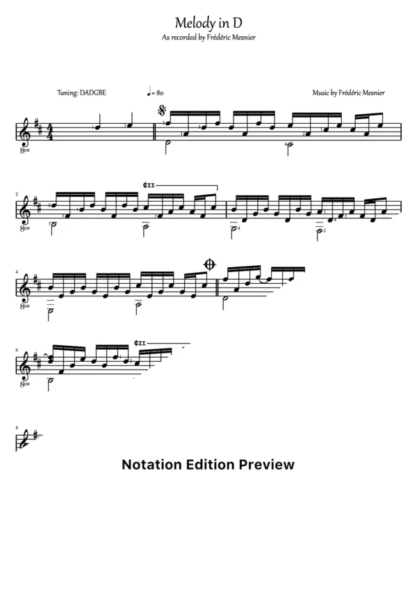 Melody In D Score