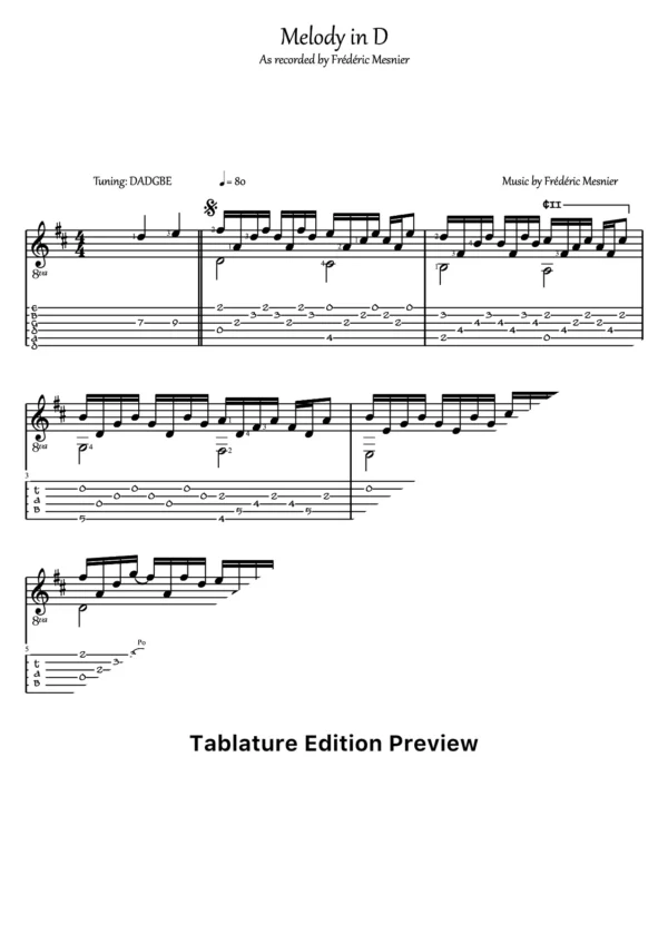 Melody In D Tab