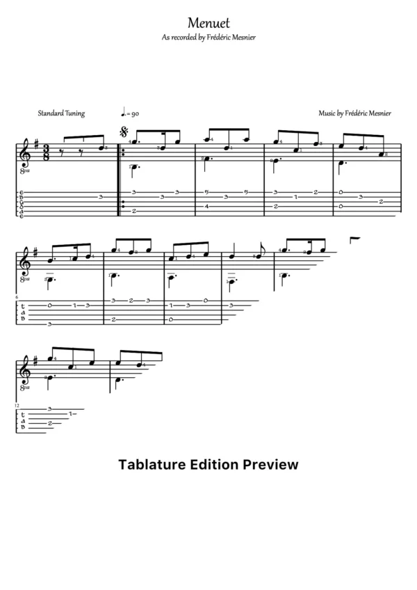 Menuet Tab
