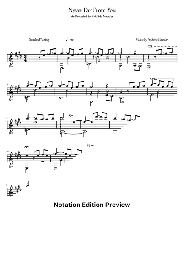Never Far From You Score