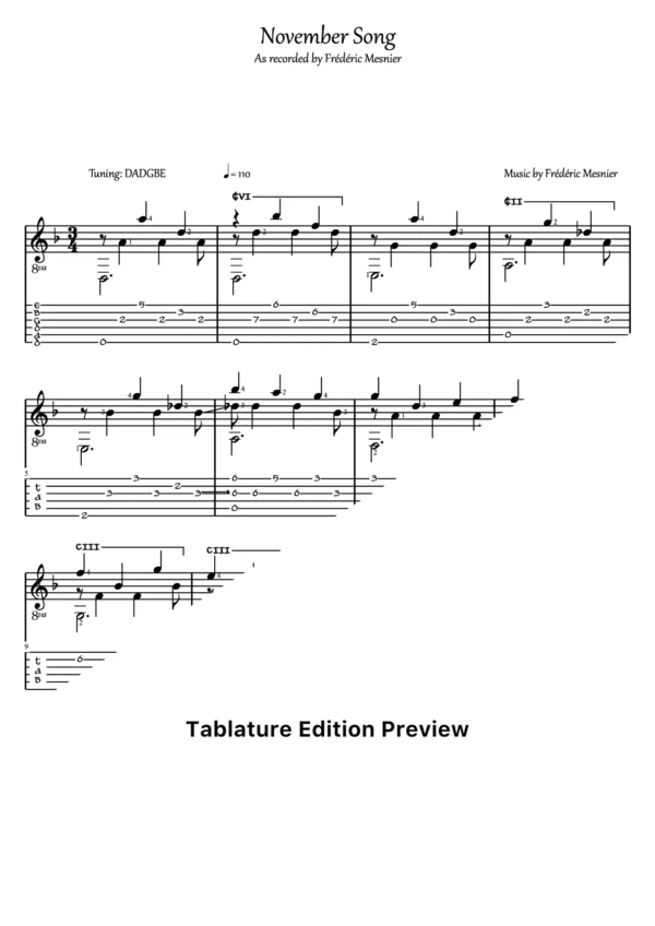 November Song Tab
