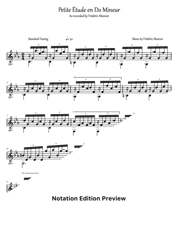 Petite Etude En Do Mineur Score
