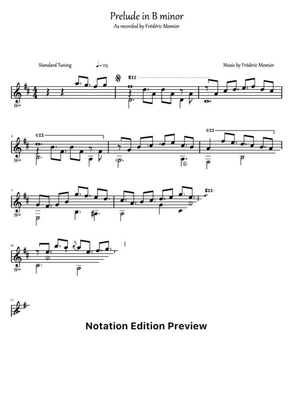 Prelude In B Minor Score