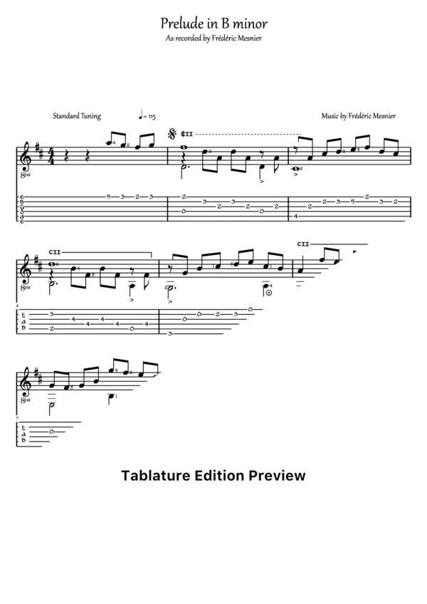 Prelude In B Minor Tab