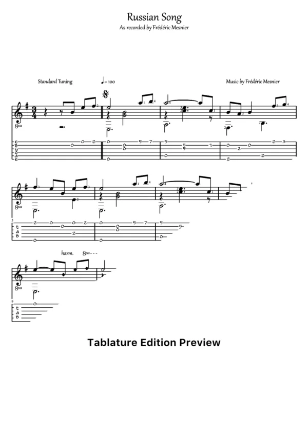 Russian Song Tab