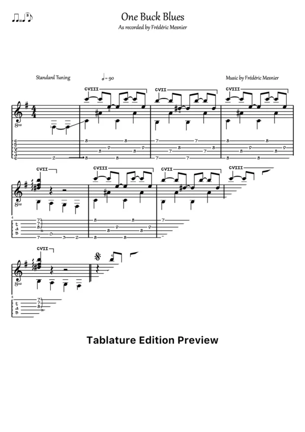 One Buck Blues Tab