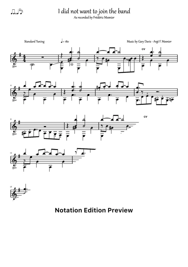 I Did Not Want To Join The Band Score
