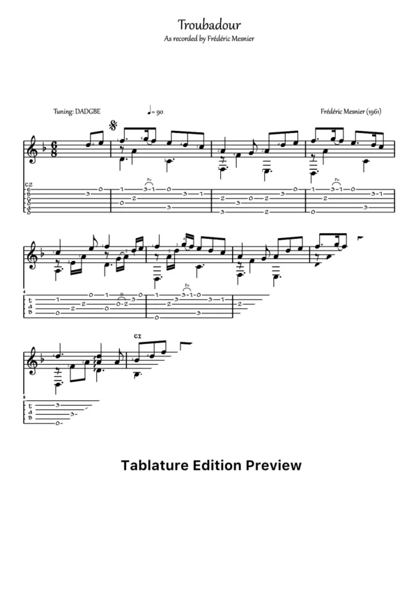 Troubadour Tabscore