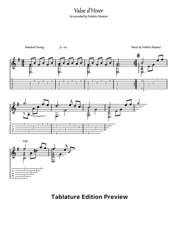 Valse D Hiver Tab